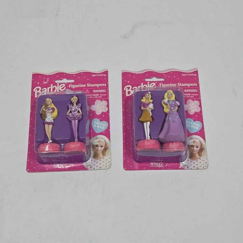 Vintage‎ 1996 Barbie Figurine Stampers Lot 2 Packs Tara Toy Washable Ink New NOS